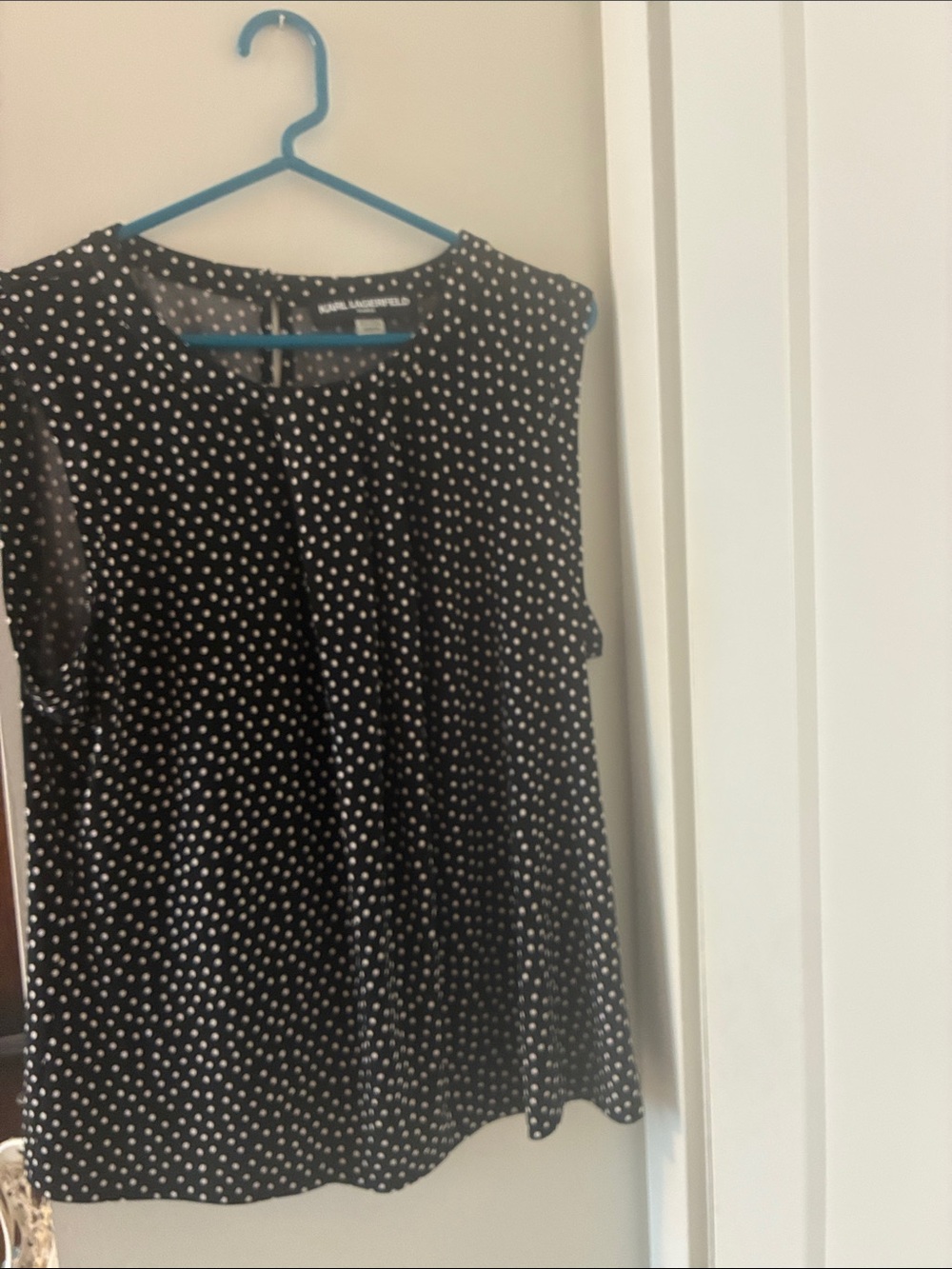 Black Sleeveless Polka Dot Blouse